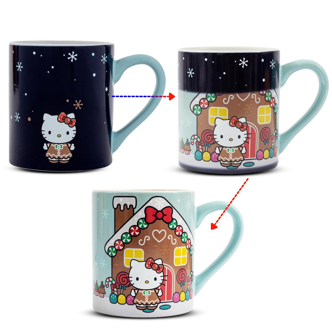 hello kitty christmas dress mug Sanrio Hello Kitty Christmas Candy cane Dress Figural Double Sided Mug Set New